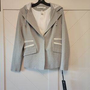 NWT Blanc Noir Hooded Blazer (Grey,  Medium)